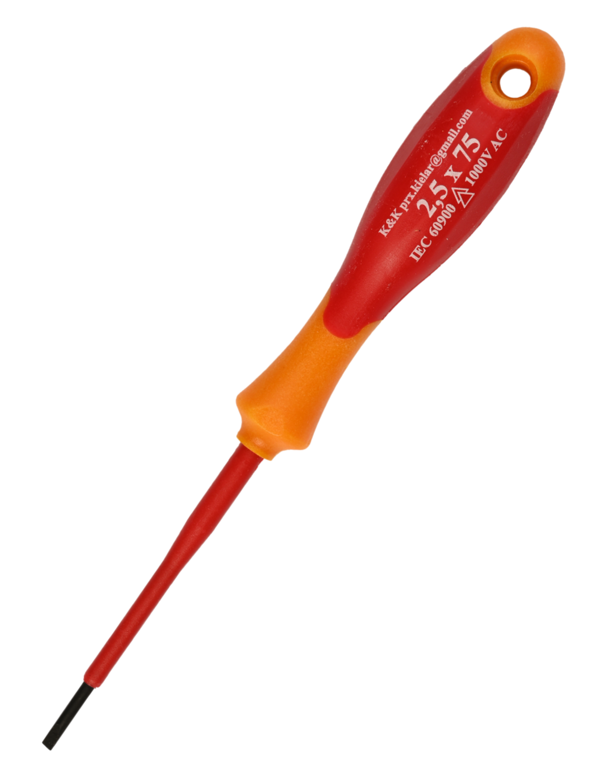 Profesjonalny Wkrętak Śrubokręt Izolowany Płaski do Pracy pod Napięciem do 1000V K&K – 0,4 x 2,5 x 75 mm (Stal MoCrV)