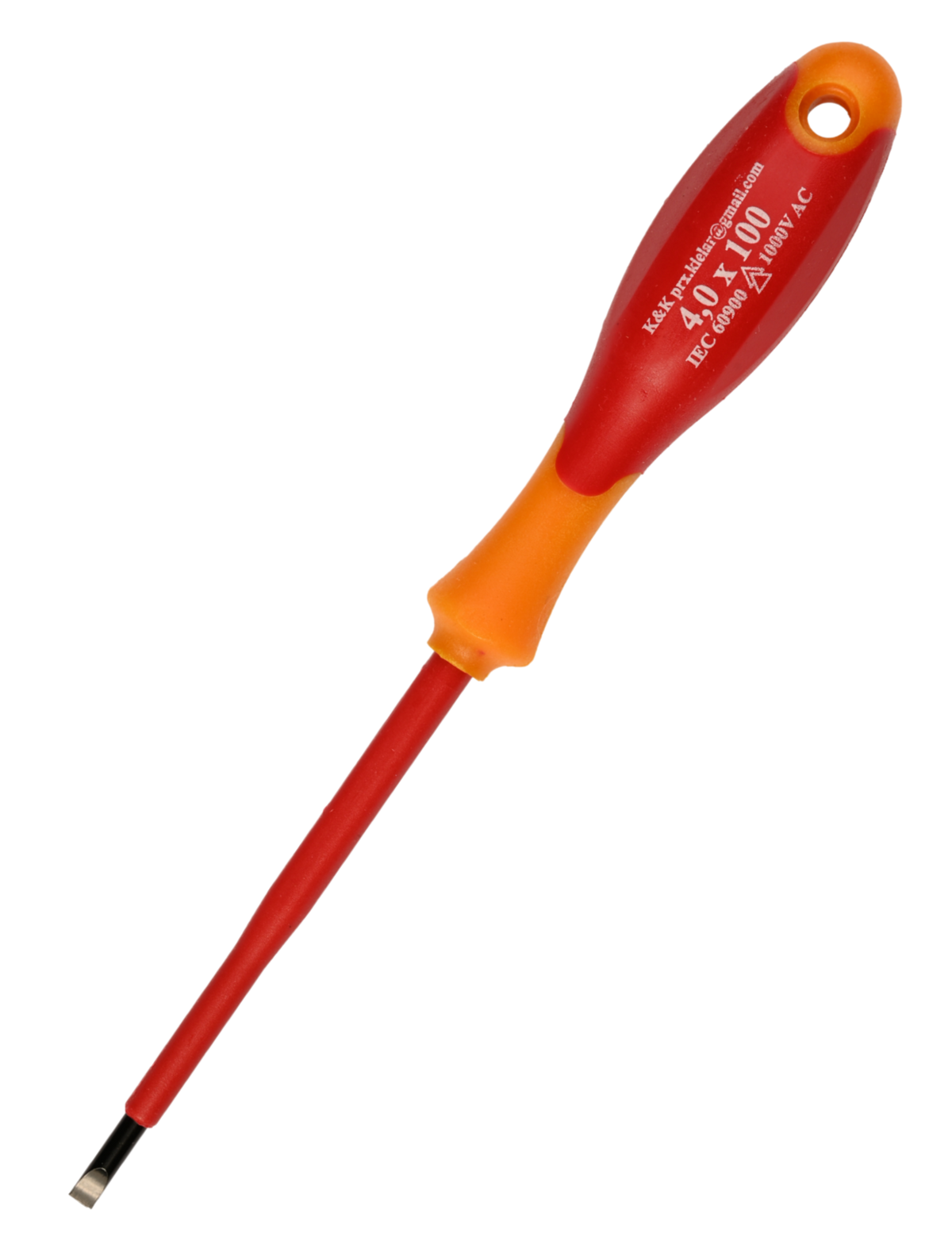 Profesjonalny Wkrętak Śrubokręt Izolowany Płaski do Pracy pod Napięciem do 1000V K&K – 0,8 x 4,0 x 100 mm (Stal MoCrV)
