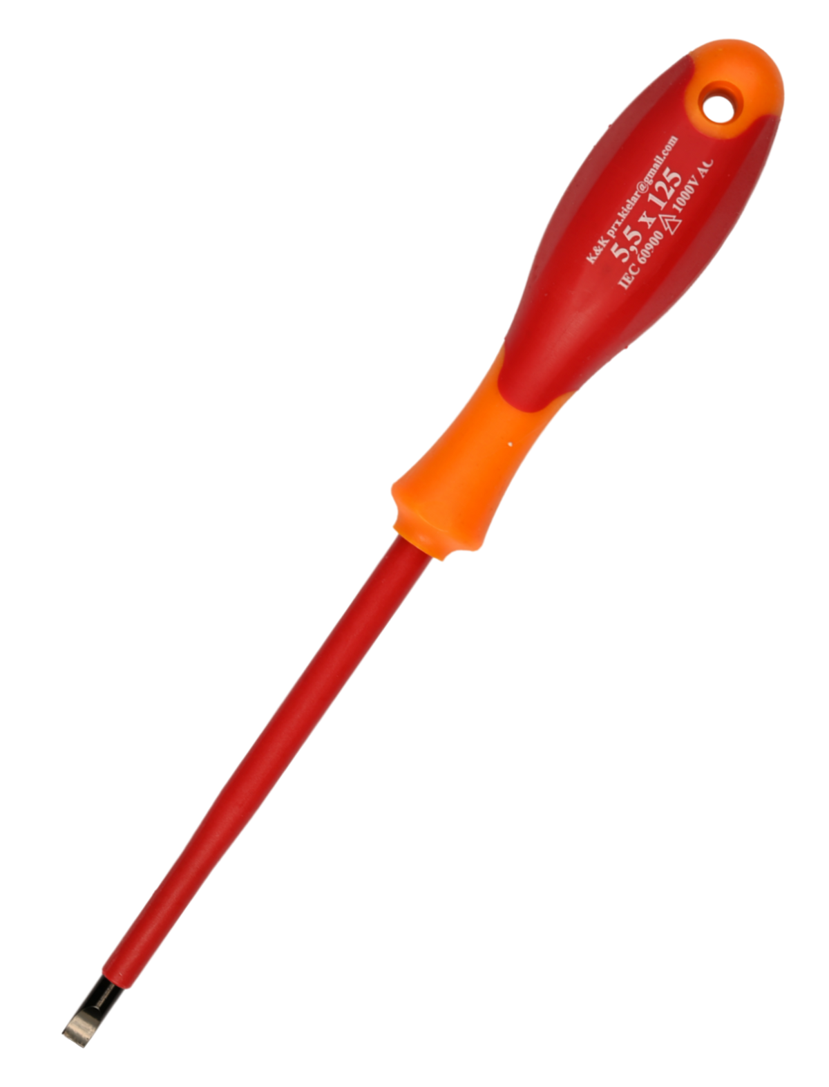 Profesjonalny Wkrętak Śrubokręt Izolowany Płaski do Pracy pod Napięciem do 1000V K&K – 1,0 x 5,5 x 125 mm (Stal MoCrV)
