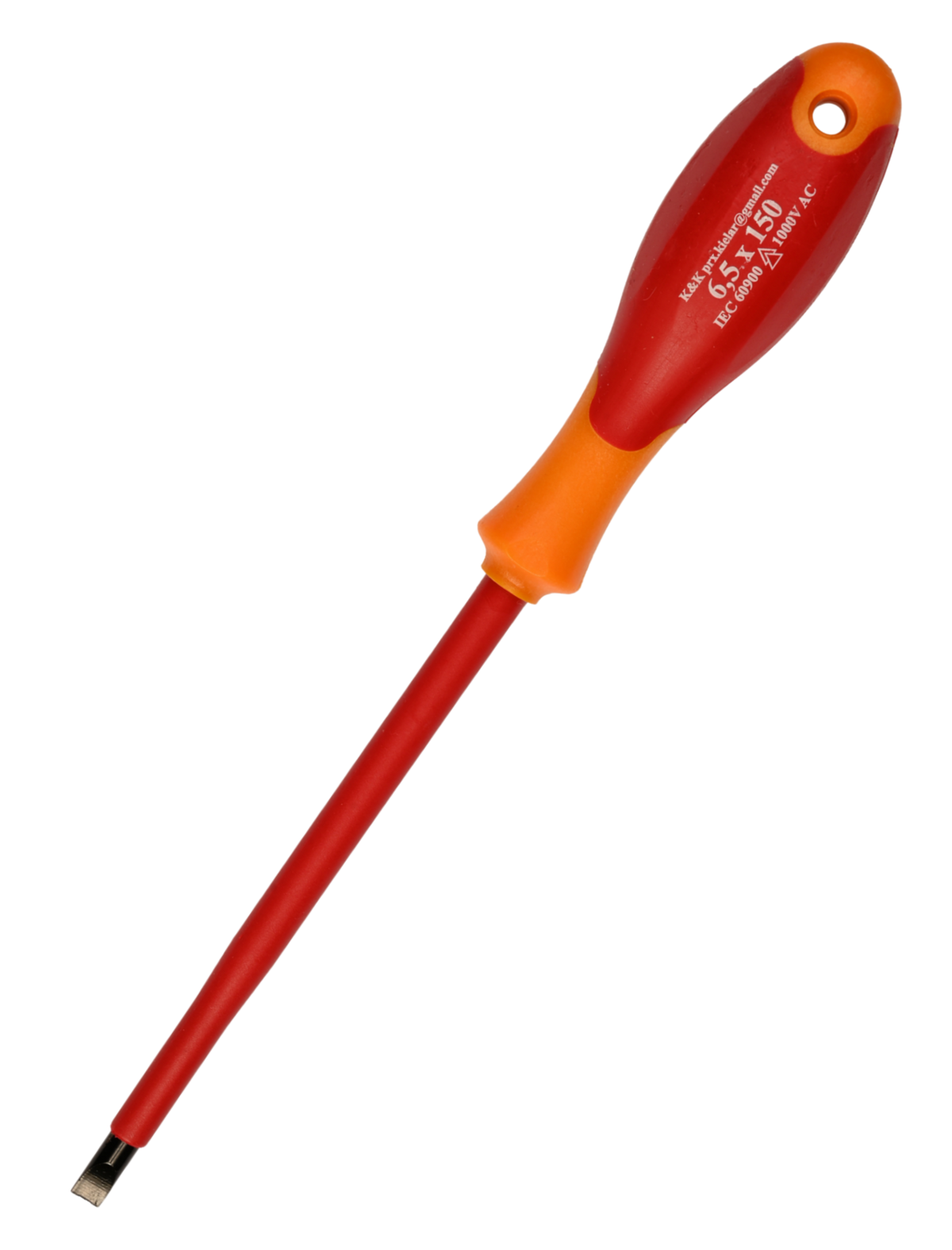Profesjonalny Wkrętak Śrubokręt Izolowany Płaski do Pracy pod Napięciem do 1000V K&K – 1,2 x 6,5 x 150 mm (Stal MoCrV)
