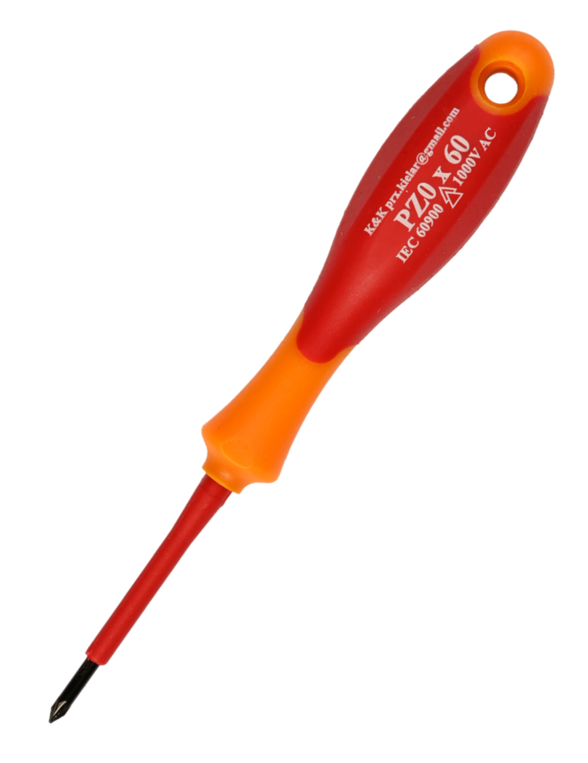 Profesjonalny Wkrętak Śrubokręt Izolowany Krzyżowy VDE 1000V K&K – PZ0 x 60 mm